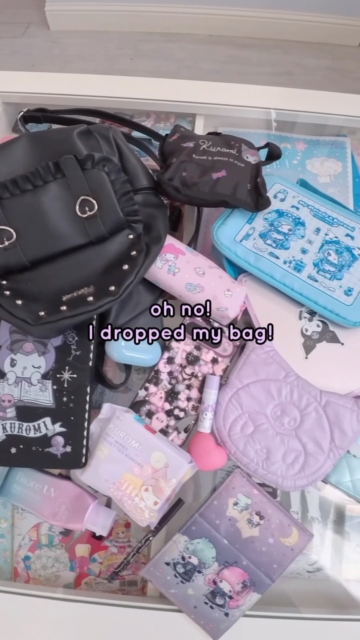 What’s in my bag Kuromi obsessed edition! *important* video inspired by synth.snaxx #kawaii #sanrio #kuromi #decoden