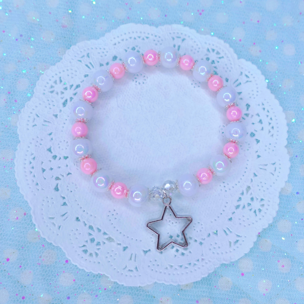 Pink and White Bracelet With Star 