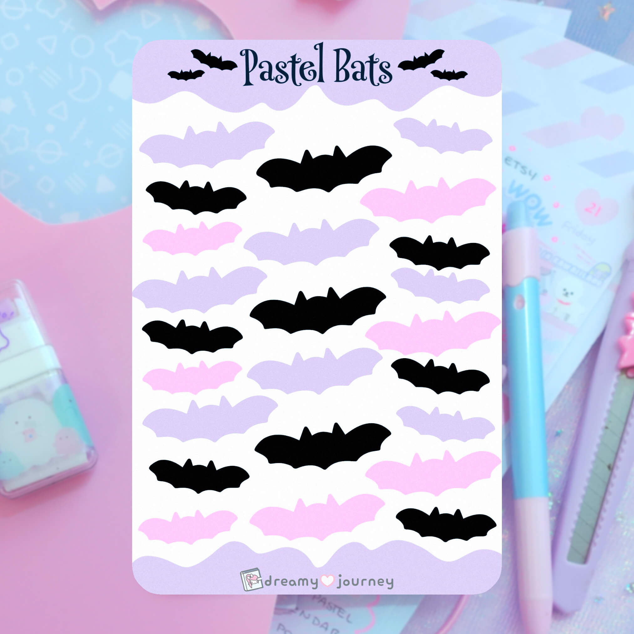 Pastel Bat Stickers Sheet - Image 2
