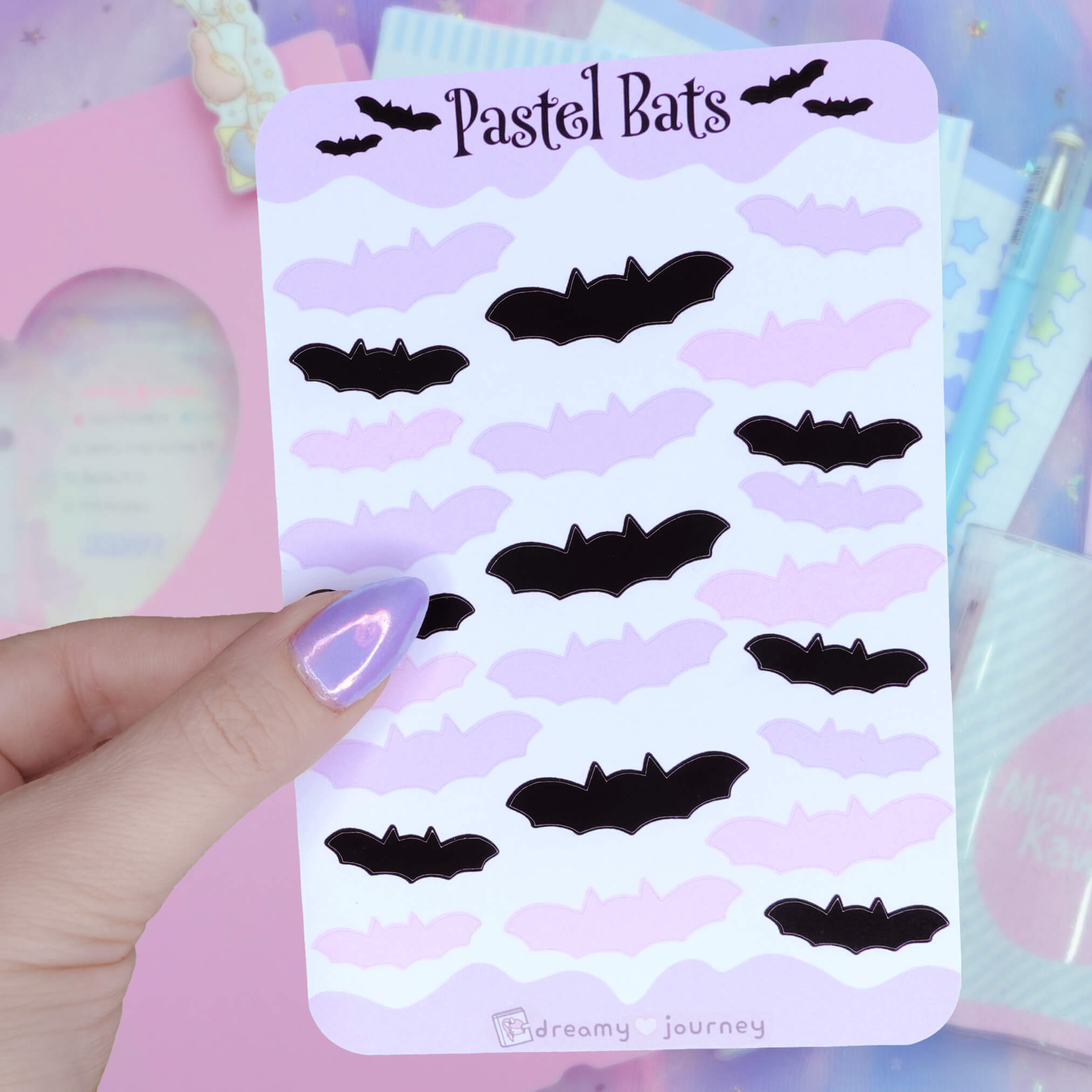 Pastel Bat Stickers Sheet