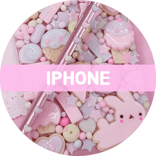 Kawaii decoden iPhone case in pink pastel colors with whipped cream and cute charms