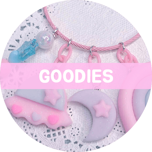 Kawaii accessories: phone grips, phone charms, enamel pins, and decorated top loaders by Magical Kawaiiland